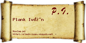 Plank Iván névjegykártya
